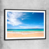 Beach and coastal wall art print of Endless Blue Horizon with black glass front frame