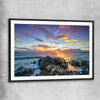 Beach and coastal wall art print of Golden Coast Horizon with black glass front frame