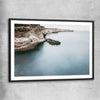 Beach and coastal wall art print of Quiet Waters with black glass front frame