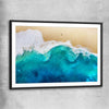 Beach and coastal wall art print of Summer Waves with black glass front frame