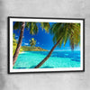Beach and coastal wall art print of Tahiti Paradise with black glass front frame