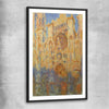 Classic wall art and canvas print of Rouen Cathedral Claude Monet with black glass front frame
