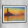 Classic wall art and canvas print of San Giorgio Claude Monet with black glass front frame