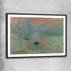Classic wall art and canvas print of Sunrise Claude Monet with black glass front frame