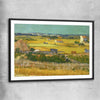 Classic wall art and canvas print of The Harvest Van Gogh with black glass front frame