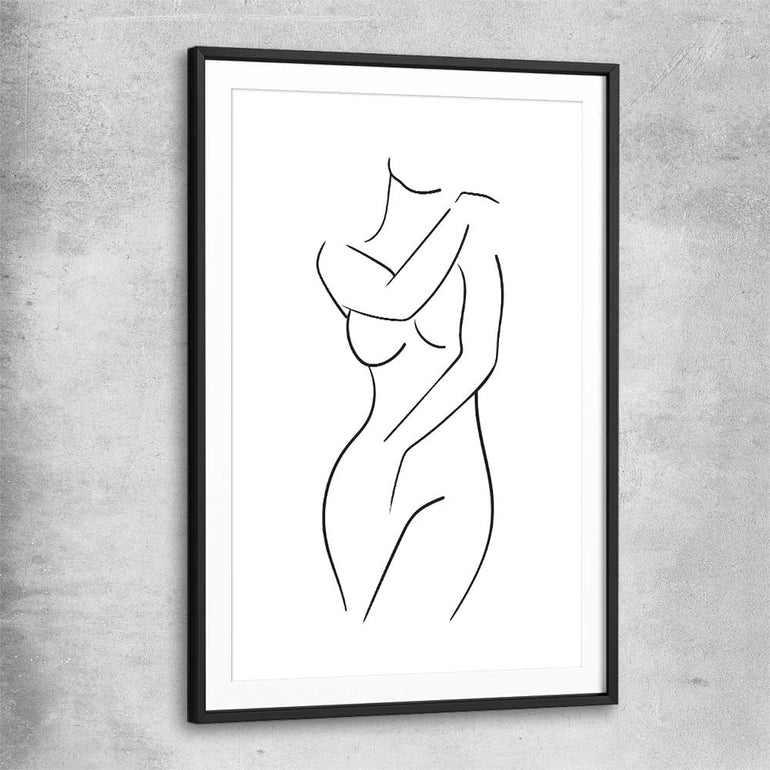 Body Pose black glass front frame - part of our high quality fashion canvas wall art and prints collection