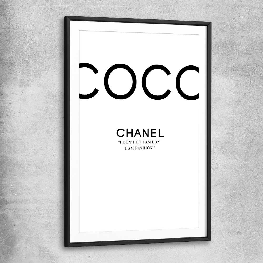 Coco Fashion White black glass front frame - part of our high quality fashion canvas wall art and prints collection