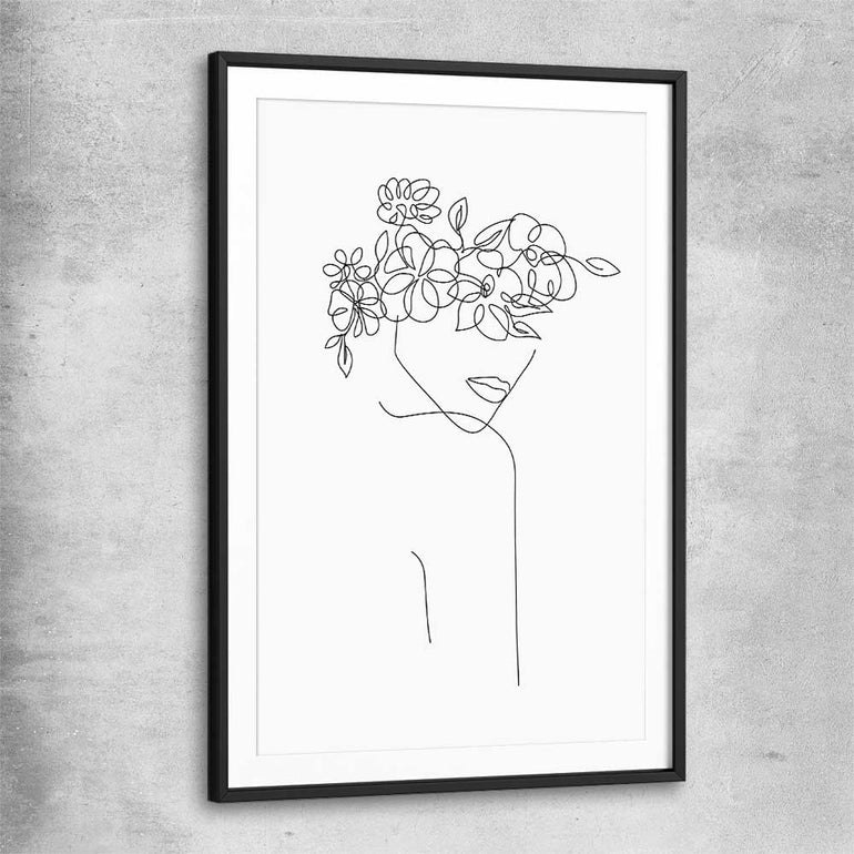 Floral Beauty One black glass front frame - part of our high quality fashion canvas wall art and prints collection