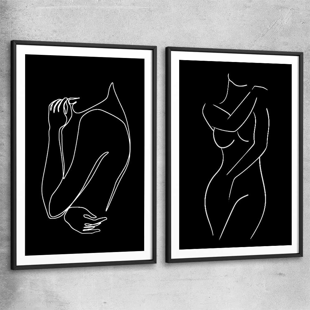 Gentle Hold Pair black glass front frame - part of our high quality fashion canvas wall art and prints collection