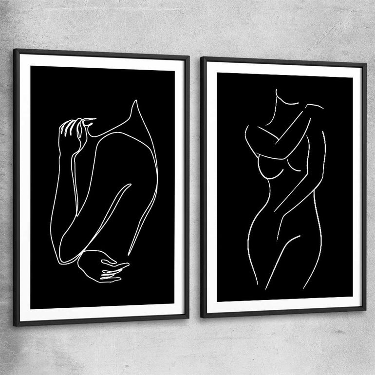 Gentle Hold Pair black glass front frame - part of our high quality fashion canvas wall art and prints collection
