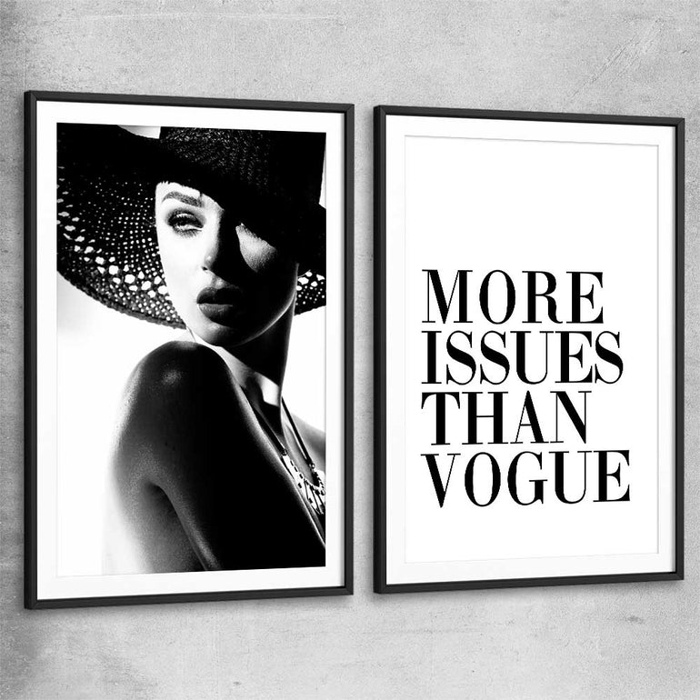 More Issues Pair black glass front frame - part of our high quality fashion canvas wall art and prints collection