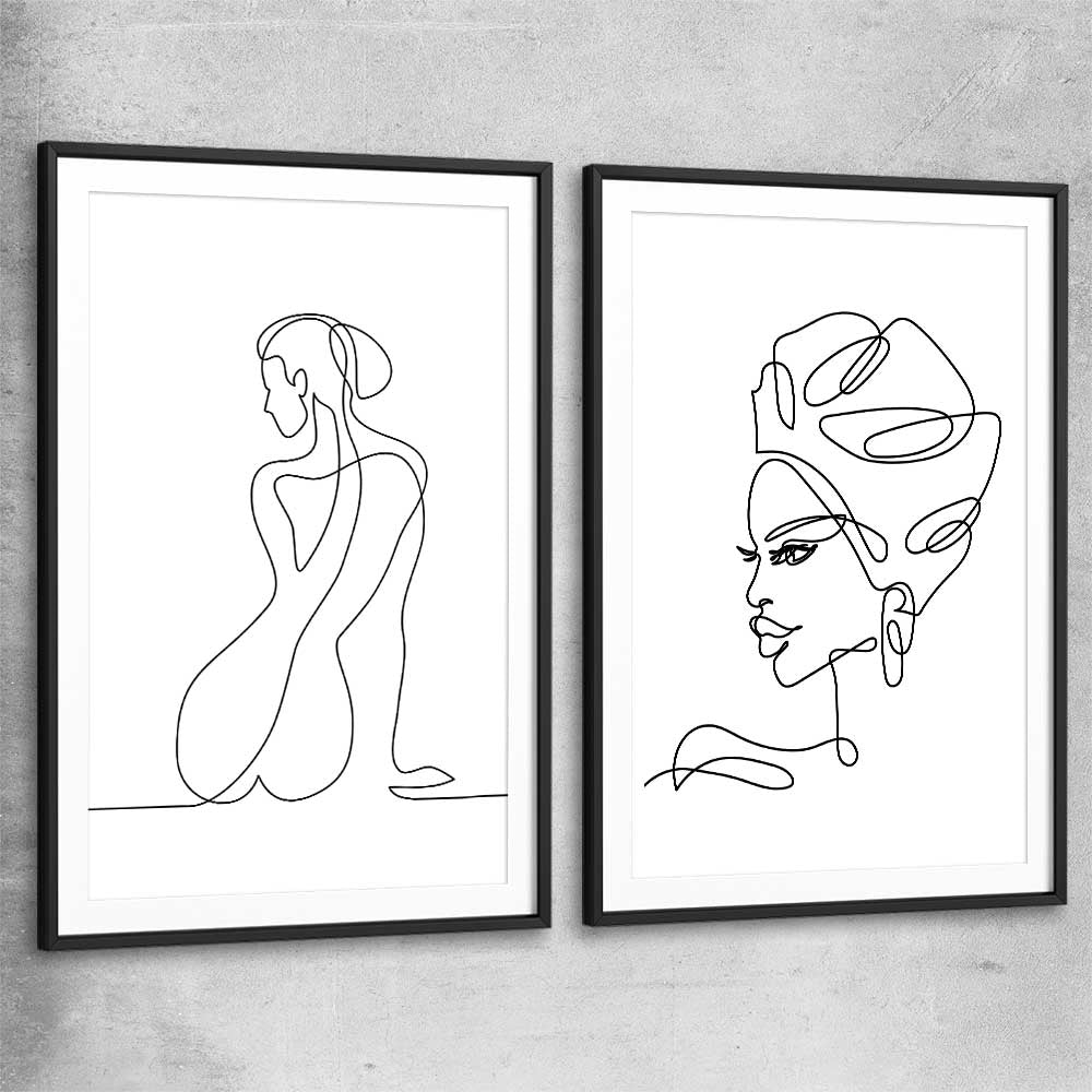 Pondering Thoughts Pair black glass front frame - part of our high quality fashion canvas wall art and prints collection