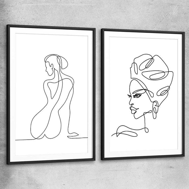Pondering Thoughts Pair black glass front frame - part of our high quality fashion canvas wall art and prints collection