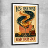 Inspirational wall art print of Find Your Soul with black glass front frame