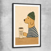Inspirational wall art print of Good Boy Coffee with black glass front frame