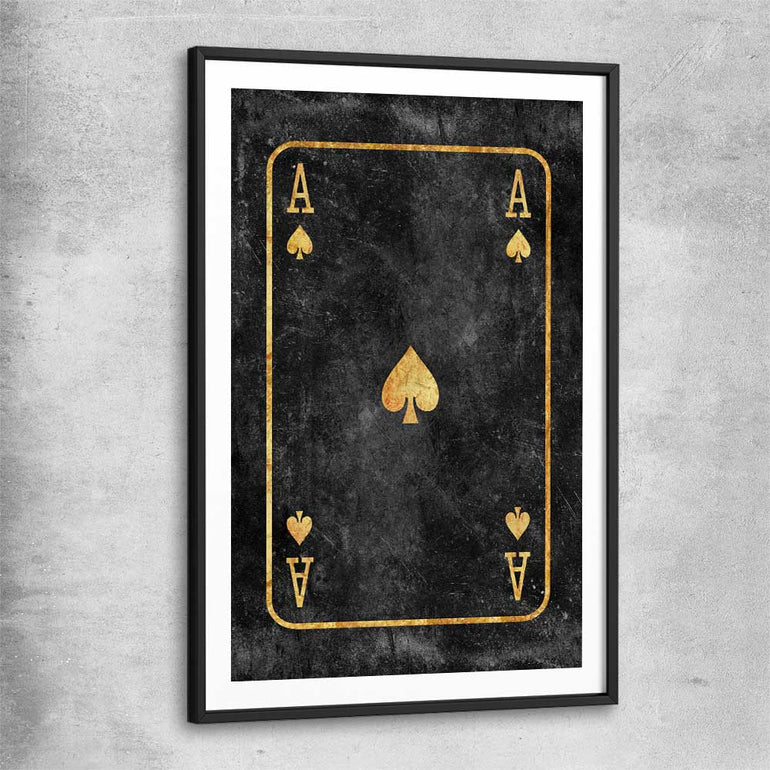 Ace of Spades black glass front frame - part of our high quality fashion canvas wall art and prints collection
