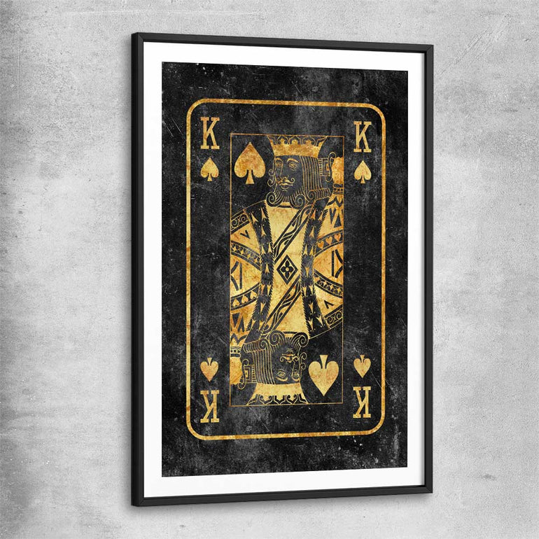 King of Spades black glass front frame - part of our high quality fashion canvas wall art and prints collection
