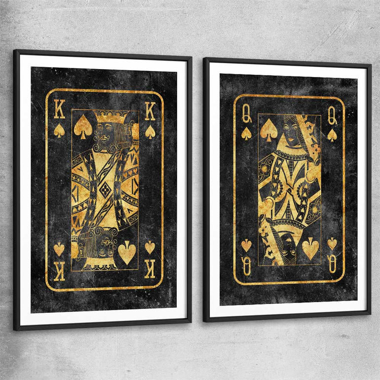 Inspirational wall art print of King of Spades Pair with black glass front frame