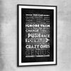 Inspirational wall art print of Push Forwards with black glass front frame