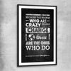 Inspirational wall art print of Steve Jobs Words with black glass front frame
