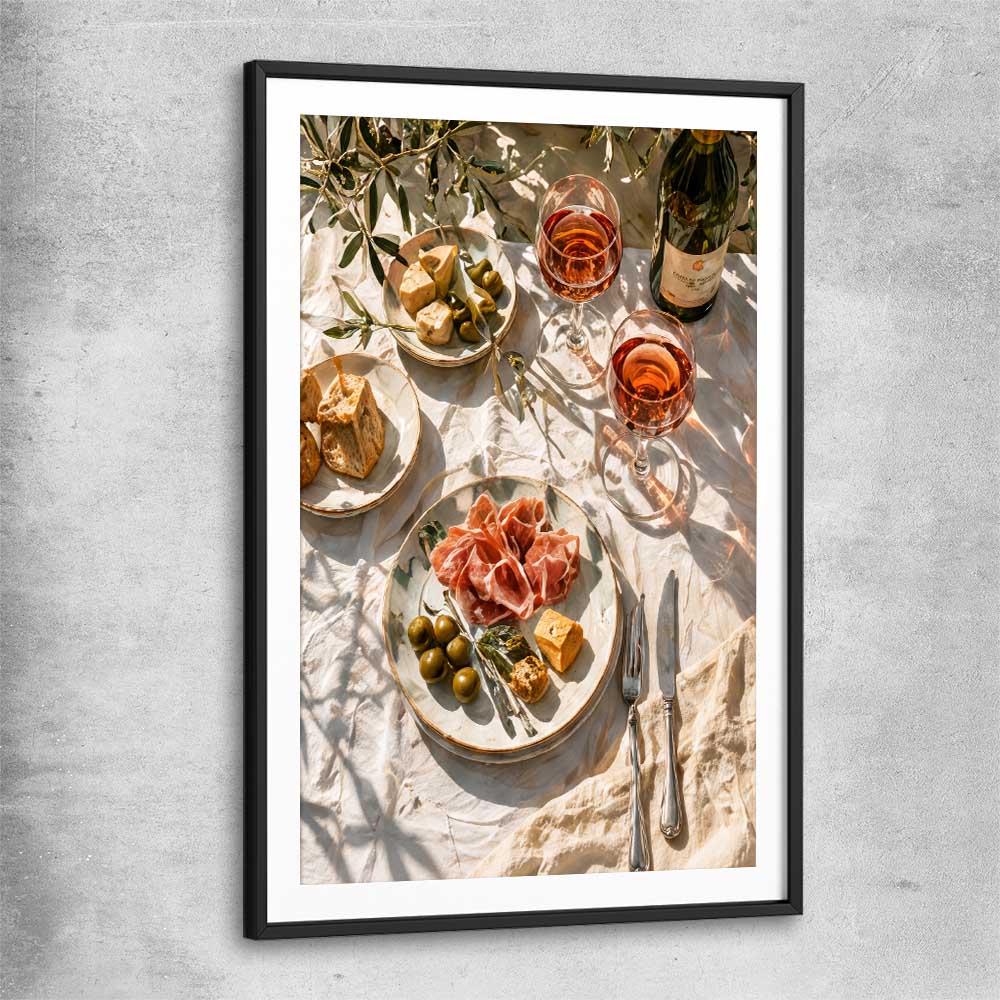 Rose and Olives black glass front frame is a colourful and stylish canvas wall art and print suited for the kitchen arean