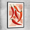 Scarlet Chilli Rhythm black glass front frame is a colourful and stylish canvas wall art and print suited for the kitchen arean