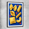 Sculptural Pasta black glass front frame is a colourful and stylish canvas wall art and print suited for the kitchen arean