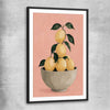Sicilian Lemons black glass front frame is a colourful and stylish canvas wall art and print suited for the kitchen arean