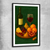 Wine at Dusk One black glass front frame is a colourful and stylish canvas wall art and print suited for the kitchen arean
