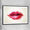 Abstract Lips black glass front frame - part of our high quality canvas lips wall art collection