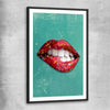 Candy Pop black glass front frame - part of our high quality canvas lips wall art collection