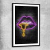 Neon Lips black glass front frame - part of our high quality canvas lips wall art collection