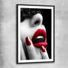 Subtle Desire black glass front frame - part of our high quality canvas lips wall art collection