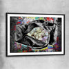 Money wall art print of Cash Duffel with black glass front frame