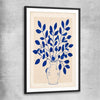 Floral print of Indigo Botanica with black glass front frame