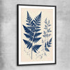 Floral print of Indigo Fern with black glass front frame