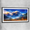 Floral print of Julian Alps Triglav Peak with black glass front frame