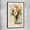 Floral print of Wild Bloom with black glass front frame