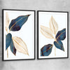 Floral print of Botanic Blue Pair with black glass front frame