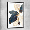 Floral print of Botanic Blue Three with black glass front frame