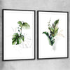 Floral print of Botanic Gold Pair with black glass front frame