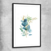 Floral print of Eucalyptus Bunch One with black glass front frame