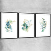 Floral print of Eucalyptus Bunch Set with black glass front frame