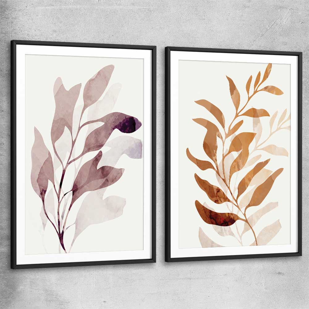 Floral print of Floral Texture Pair with black glass front frame