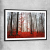 Floral print of Foggy Autumn Forest with black glass front frame