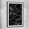 Floral print of Hidden Roses with black glass front frame