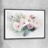 Floral print of Light Poppy Flowers with black glass front frame