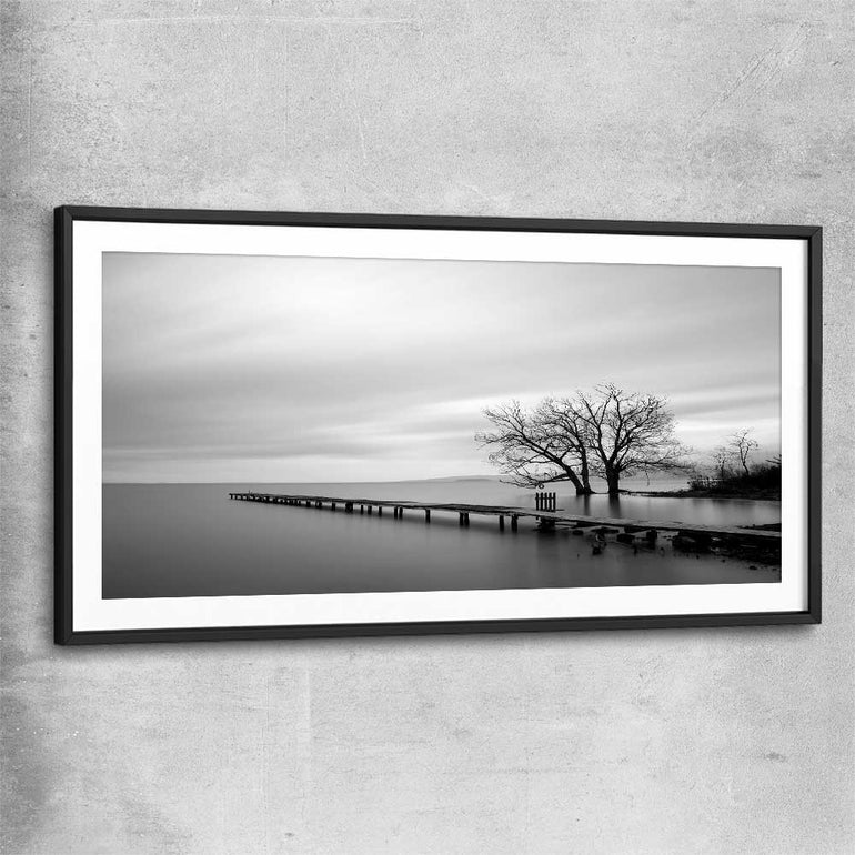 Floral print of Pier Silhouette with black glass front frame
