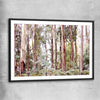 Floral print of Victorian Forest with black glass front frame