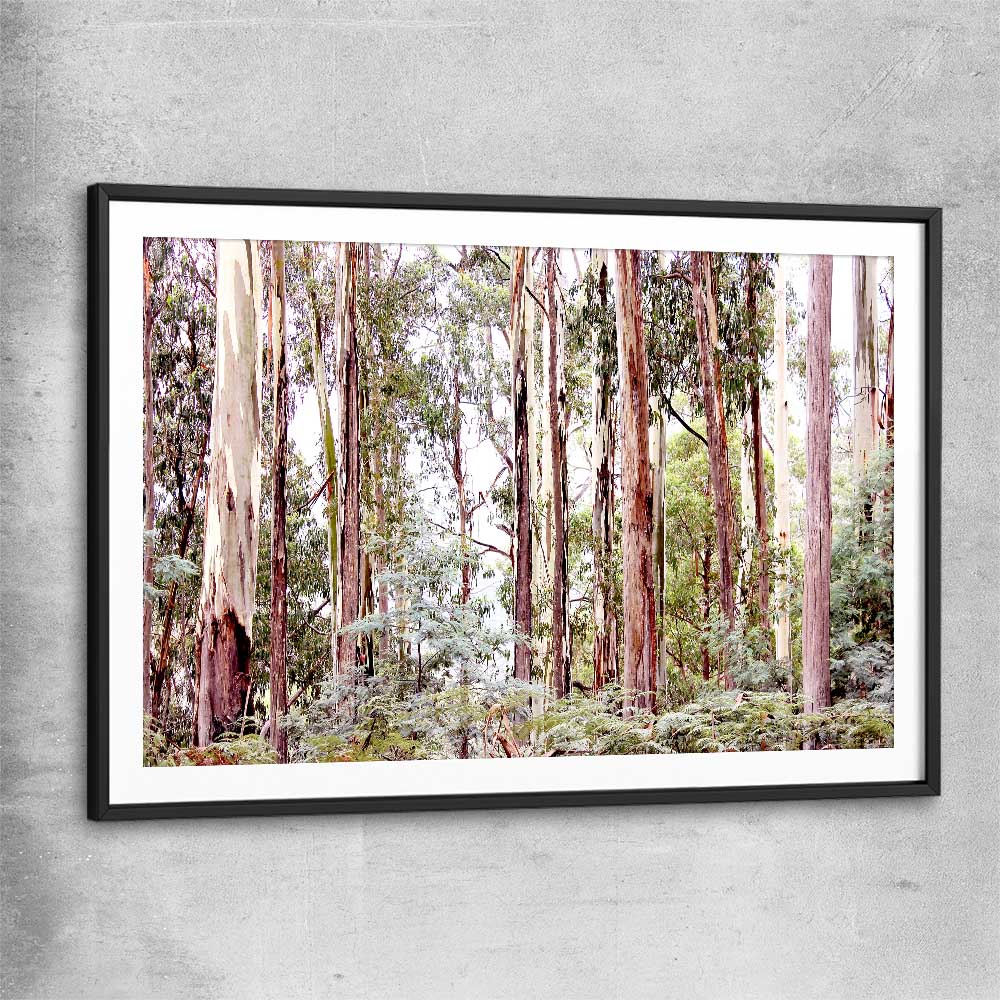 Floral print of Victorian Forest with black glass front frame